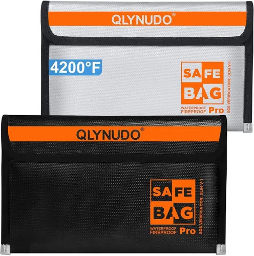 Miniatura 8 de Sobres de dinero para efectivo (paquete de 2) – Bolsa pequeña ignífuga de 9.5 x 5.8 pulgadas y cartera de relleno de efectivo – Bolsa impermeable