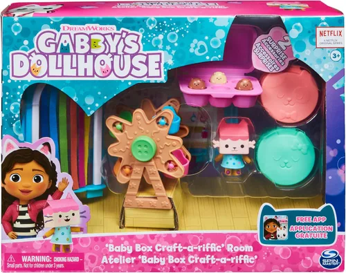 Miniatura 2 de Gabby's Dollhouse, habitación Baby Box Cat Craft-A-Riffic con figura exclusiva, accesorios, muebles y entrega de casa de muñecas, juguetes