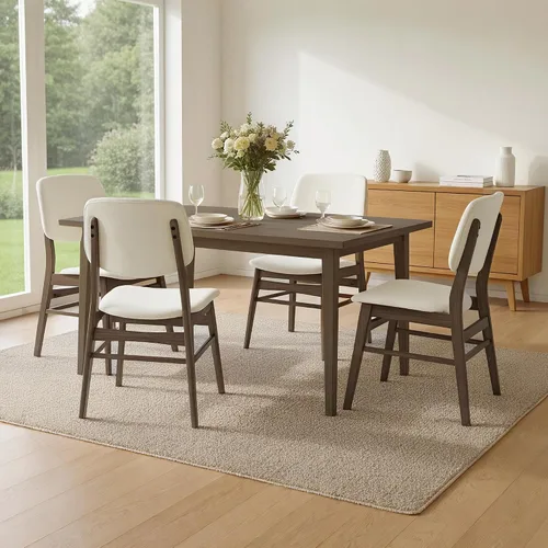 Miniatura 20 de KISLOT Rattan Dining Chairs Set of 4, Upholstered Modern Dining Room Chairs, Mid Century Oak Wood Kitchen Chairs with Rattan Backrest for Farmhouse