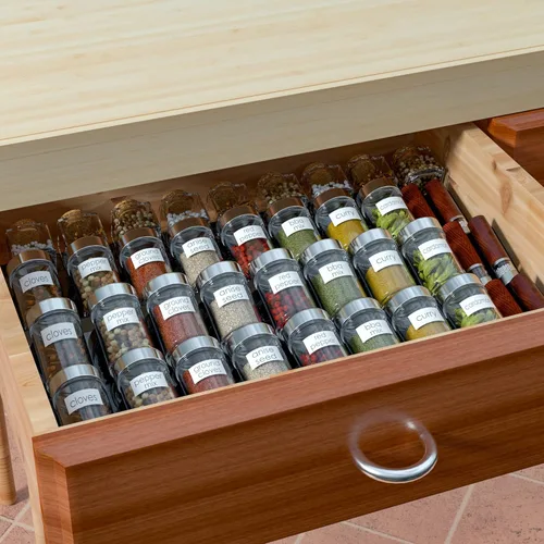 Miniatura 3 de Sezanrpt Organizador de cajones de especias de acrílico, ajustable de 12 a 24 pulgadas de ancho, estante organizador de especias de 4 niveles
