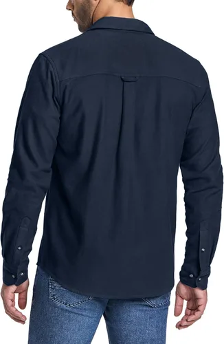 Miniatura 3 de CQR - Camisa de franela de algodón a cuadros con botones y manga larga para hombre, algodón cepillado suave, camisa de estilo informal