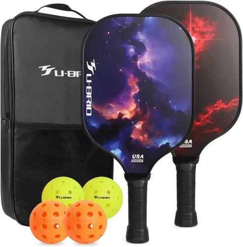 Miniatura 8 de Pickleball Paddles Set of 2 Paddles 4 Balls and 1 Bag Pickleball Set 16MM Fiberglass Pickleball Paddle for Men Women, Pickleball Gifts for Women/Men