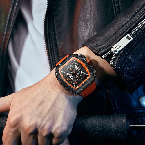 Miniatura 3 de Relojes para hombre de lujo con diseño de esqueleto para hombre, impermeable, correa de silicona ajustable, estilo steampunk, cronógrafo