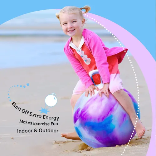 Miniatura 5 de ZOOJOY Hopper Ball, juguetes de salto para niños, pelota inflable de 18 pulgadas con asa para niños y niñas de 3 a 8 años, juguete inflable