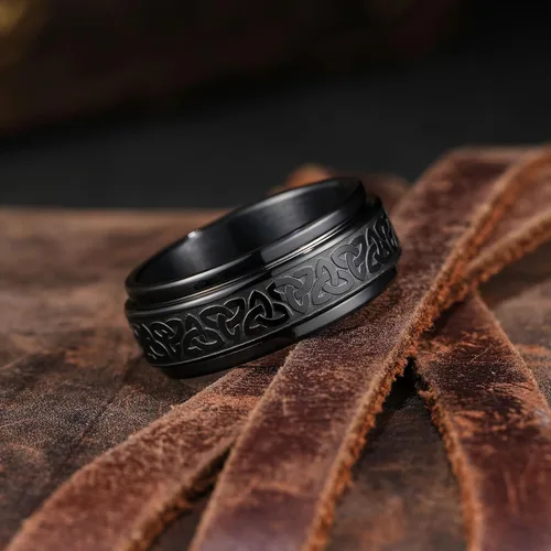 Miniatura 32 de King Will Anillo giratorio de acero inoxidable 316L para hombres y mujeres, 0.315 in de dragón/nudo celta, anillo para ansiedad para aliviar