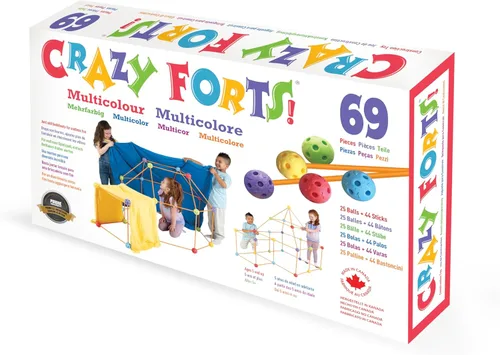 Crazy Forts Everest Toys Multicolor - Juego de construcción de fuerte de 69 piezas - Juguetes STEM para construir en interiores o exteriores para