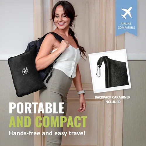 Miniatura 3 de BOACAY - Manta de viaje suave y cálida para avión y automóvil - Esencial para vuelos largos para mujeres, hombres, niños - Almohada compacta