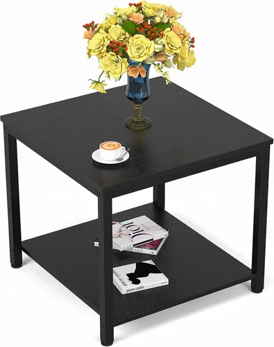 Miniatura 8 de Homieasy Mesa Auxiliar Cuadrada de 20 Pulgadas, Mesa de Centro de Café y Té de 2 Niveles, Mesitas de Noche para Sofá, Sillón, Cama, Mesa Auxiliar