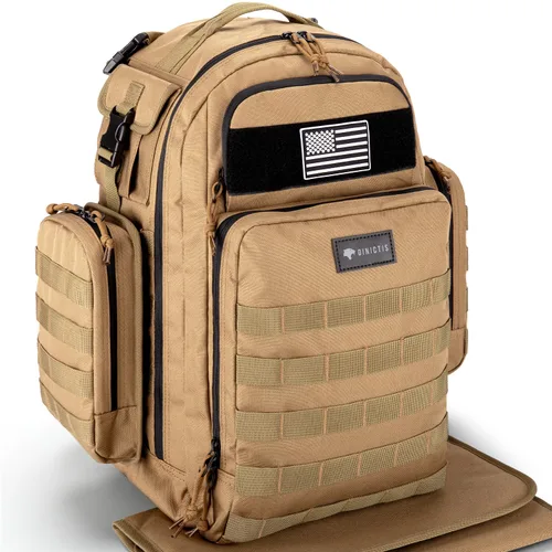 Dinictis Bolsa de pañales para papá, mochila para pañales para hombres con cambiador de pañales, mochila militar para pañales con sistema Molle,