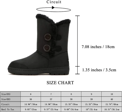 Miniatura 3 de CLPP'LI - Botas de nieve de invierno con dos botones, impermeables, con forro completo de piel, para mujer