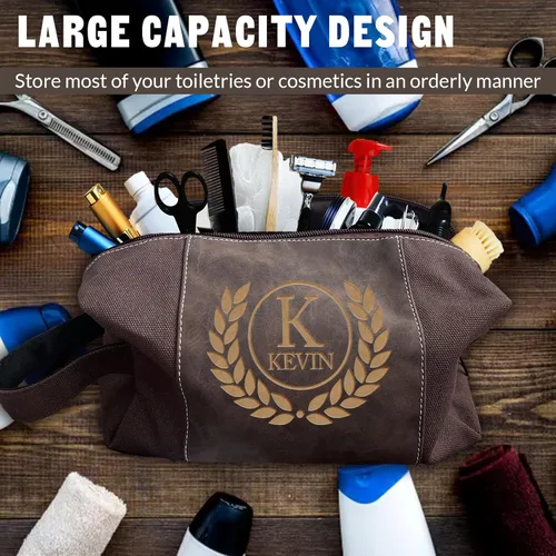 Miniatura 5 de xrlsg Neceser personalizado para hombres, kit organizador de viaje grabado con láser personalizado con nombre monogramado, regalo para marido