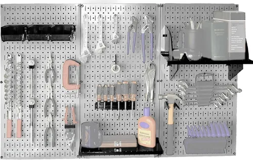 Miniatura 3 de Wall Control 30-WRK-400GB - Organizador de herramientas de tablero de clavijas de metal, soporte de toalla de papel de tablero de clavijas y estante