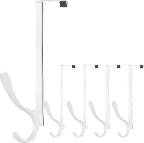 Miniatura 8 de SKOLOO Ganchos para colgar sobre la puerta, para puertas de hasta 1.8 in de grosor, paquete de 5, ganchos de acero inoxidable para colgar sobre