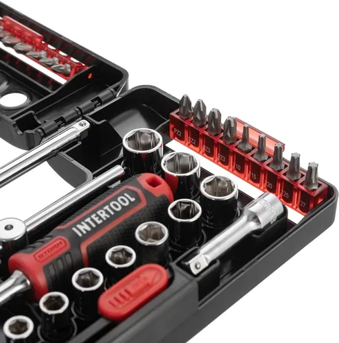 Miniatura 4 de INTERTOOL Juego de llaves de vaso de 57 piezas, unidad de 1/4", SAE y métrica, puntas y zócalos, acero al cromo vanadio de alta resistencia VT08-3657