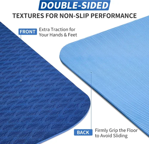 Miniatura 6 de CAMBIVO Tapete de yoga para mujeres, hombres y niños, 1/3, 1/4 y 2/5 pulgadas, extra grueso, antideslizante, 72 x 24 pulgadas, tapete de yoga de Azul