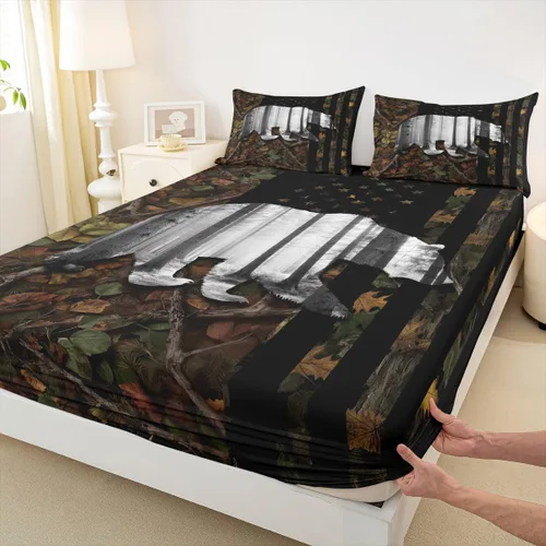 Miniatura 11 de Erosebridal Happy Camping - Sábana bajera ajustable individual para niños, diseño de animales del bosque del bosque, para bebés, niños y niñas