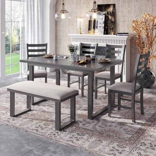 Miniatura 12 de FRANSOUL Juego de 5 mesas redondas de madera con estante inferior, 4 sillas tapizadas para comedor, cocina, comedor, desayuno familiar, color marrón