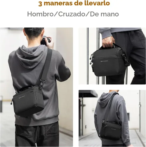 Miniatura 5 de K&F CONCEPT Bolsa bandolera pequeña para cámara DSLR/SLR/SLR/Bolsas de fotografía de hombro compactas para fotógrafos