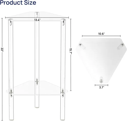 Miniatura 3 de HMYHUM Mesa auxiliar triangular de acrílico transparente, mesa auxiliar de esquina para espacios pequeños, mesa decorativa pequeña para sala
