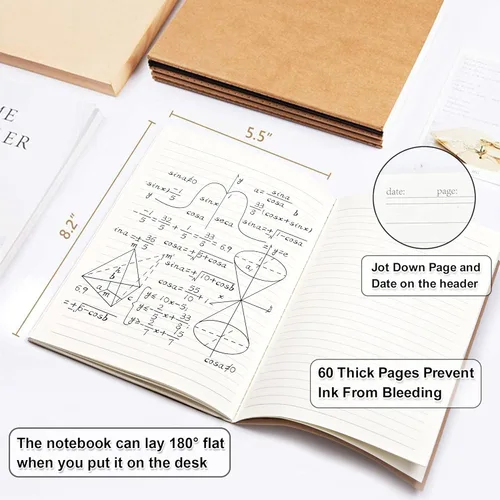 Miniatura 2 de feela Paquete de 15 cuadernos de papel kraft A5, 60 páginas rayadas en blanco, diario de viaje a granel, cuadernos de tapa suave para mujeres