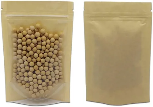 Miniatura 7 de PABCK 50 Piezas Bolsas de Papel Kraft Marrón con Frente Transparente de Pie Herméticas 3.9x5.9 pulgadas para Almacenamiento de Alimentos