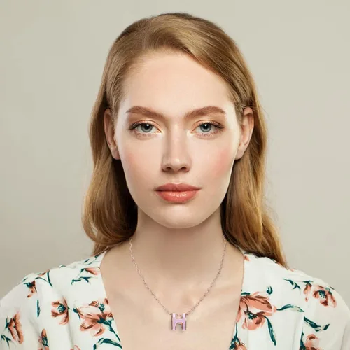 Miniatura 2 de EXTREE Collar con colgante de letra de moda para mujer, delicado collar chapado en oro de 18 quilates