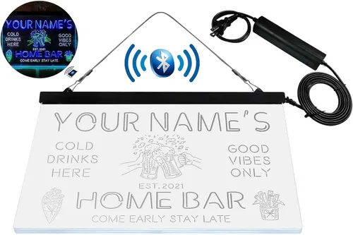Miniatura 8 de Tazas de cerveza personalizadas, letrero de luz LED de neón tricolor, una decoración artística única grabada en 3D Nombre personalizado Fecha