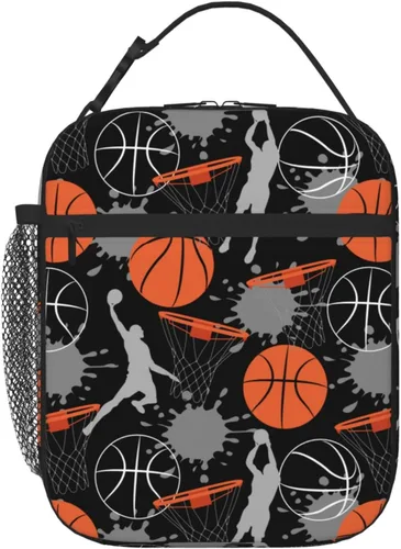 Miniatura 11 de Lonchera de baloncesto con aislamiento térmico para niños, niñas, niños, lonchera Bento reutilizable para niños, mujeres y hombres, bolsa
