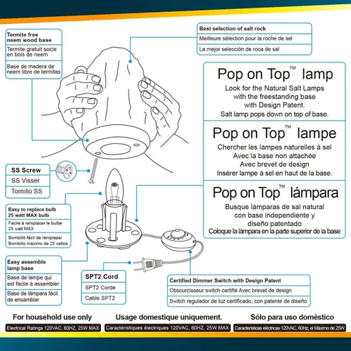 Miniatura 8 de Himalayan Glow Lámpara de sal blanca de cristal, 5-7 libras/cada una, paquete de 2 luces nocturnas curvadas a mano, lámpara de sal con base