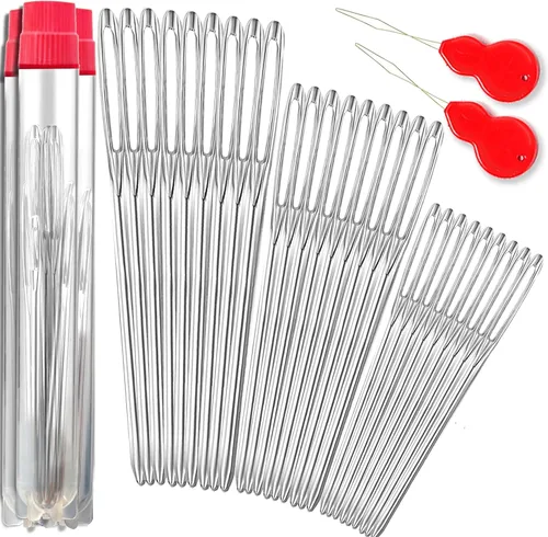 Miniatura 10 de ORRDICE Agujas romas de ojo grande, agujas de tejer de hilo de acero inoxidable, agujas de coser, agujas de tejer para manualidades, agujas de 9