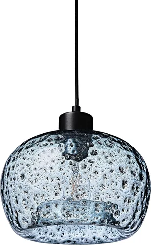 Miniatura 2 de Lámpara colgante de vidrio soplado a mano para isla de cocina, fregadero, restaurante, estilo rústico, gris azulado, negro mate Gris azul-negro mate