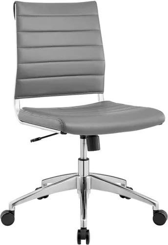 LexMod Jive silla de oficina ejecutiva acanalada respaldo alto, Poliuretano, Gris
