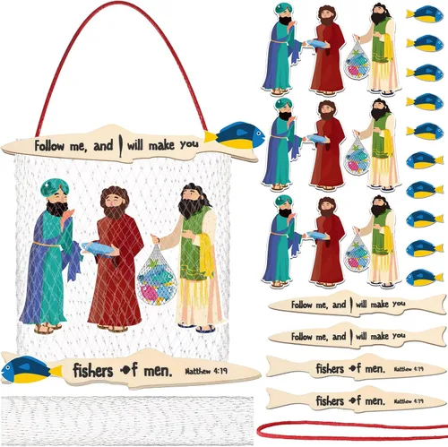 Amyhill 24 juegos de pescadores de hombres, manualidades para niños, primera comunión, escuela dominical, kit de manualidades bíblicas, suministros