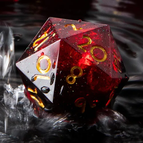 Miniatura 11 de Dados multifacéticos DND D20 individuales de resina con borde afilado de 20 caras D&D, poliédricos hechos a mano de 0.866 in para Calabozos