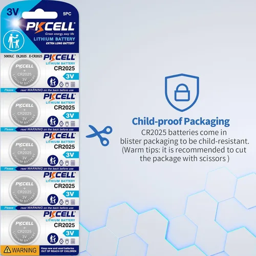 Miniatura 6 de PKCELL CR 2025 Baterías CR2025 3V Batería de litio (paquete de 5)