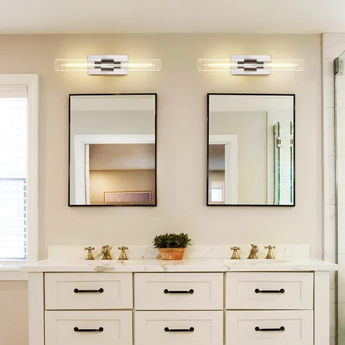 Miniatura 3 de Apliques de pared cromados, apliques de baño de 22.8 pulgadas, apliques de pared para interiores arriba y abajo, juego de dos apliques de pared