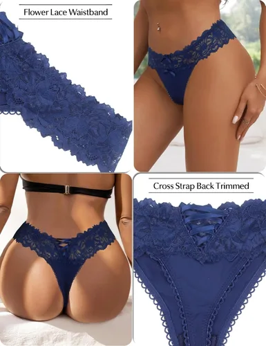 Miniatura 65 de ohyeah Tangas sexy de encaje tangas bragas de tiro bajo ropa interior para mujer de algodón entrepierna braga tangas bragas 4-18