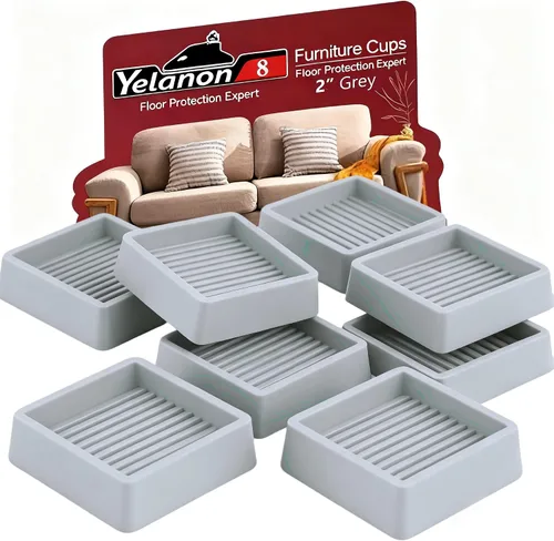 Miniatura 22 de Posavasos para muebles - 8 piezas, vasos de ruedas de muebles redondos de 2" - Almohadillas antideslizantes para suelos de madera dura, pinzas