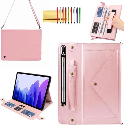 Miniatura 31 de Bolso Funda para Samsung Galaxy Tab S10 FE/S9 FE 10.9"/S9/S8/S7 11", Techcircle Folio con Soporte Cruzado, Billetera con Ranura para Lápiz S Pen