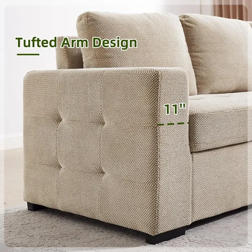 Miniatura 5 de THSUPER Sofá cama seccional de 123 pulgadas con cama extraíble, 6 plazas en forma de U de gran tamaño, sofás seccionales con diván de almacenamiento