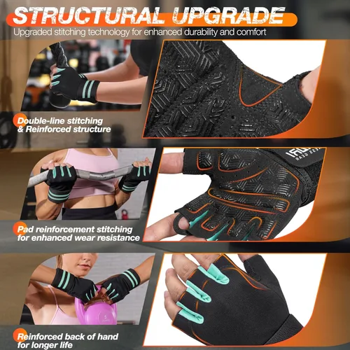 Miniatura 4 de SIMARI Guantes de gimnasio de entrenamiento para hombres y mujeres, guantes de levantamiento de pesas con soporte para muñeca, agarre de almohadilla