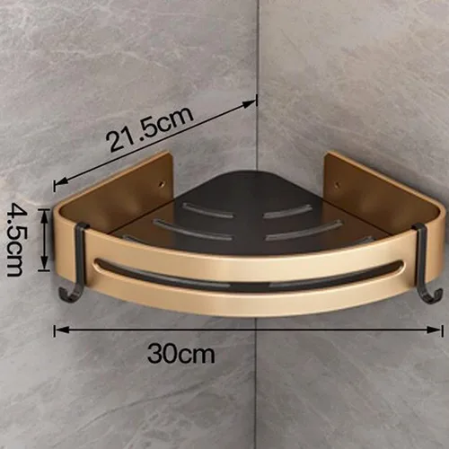 Miniatura 4 de ROFRA Estante esquinero para ducha, paquete de 2 unidades, organizador de almacenamiento de ducha, a prueba de óxido, estante de pared dorado, A