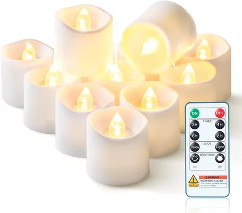 Miniatura 16 de Homemory Paquete de 24 Velas Sin Llama de Más de 400 Horas con Control Remoto, Velas Votivas LED con Temporizador de 2/4/6/8H, Luces de Té que