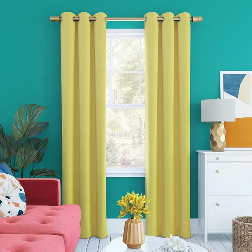 Miniatura 13 de Sun Zero Halton Bright Vibes Panel de Cortina Opaca Total con Ojales, 40" x 63", Azul Clásico