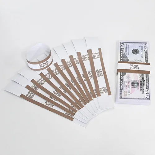 Miniatura 4 de Bandas de divisa para envoltura de billetes, tiras autoadhesivas de dinero para organizar facturas, colores estándar ABA, 7.5 x 1.15 pulgadas Marrón