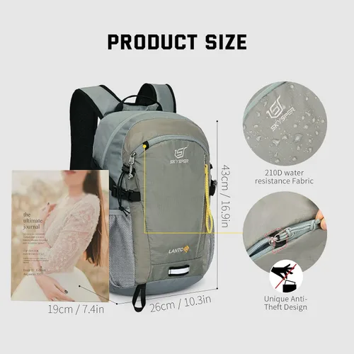 Miniatura 6 de SKYSPER Mochila pequeña para senderismo, 20L, mochila ligera de viaje para senderismo y día a día para mujeres y hombres Lantc20-celadongreen