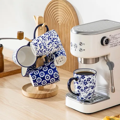Miniatura 5 de vancasso SELENE Juego de 6 Tazas de Café, 12 Oz Tazas de Café de Porcelana con Asa, Taza de Té de Cerámica para Capuchino, Latte, Té, Cacao