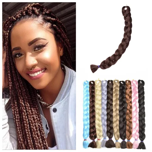 Miniatura 69 de Benehair Extensiones de cabello trenzado ombré de 24 pulgadas, 1 paquete de extensiones de cabello trenzado jumbo de alta temperatura, cabello