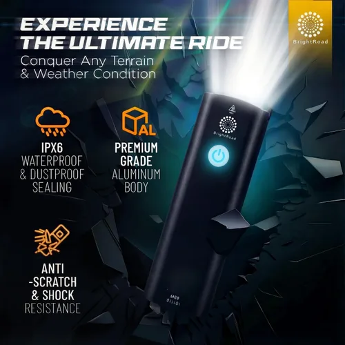 Miniatura 5 de BrightRoad 850 Lumens Front Bike Light, Rechargeable Bike Headlight with 7 Modes, MTB Bicycle Light for Night Riding, 85° Wide Beam, 650ft