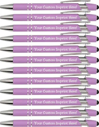 Miniatura 8 de ExpressDesigns™ - Bolígrafos personalizados pastel premium con lápiz óptico Bolígrafos personalizados de metal suave al tacto con tinta negra